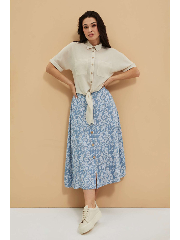 Moodo Lyocellová sukňa s kvetinovým potlačou Moodo