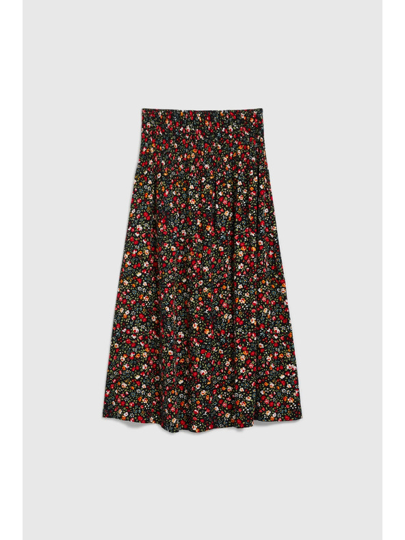 Moodo Midi sukňa s kvetinovým vzorom čierna Moodo