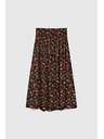 Moodo Midi sukňa s kvetinovým vzorom čierna Moodo
