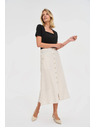 Moodo Ľanová midi sukňa béžová Moodo
