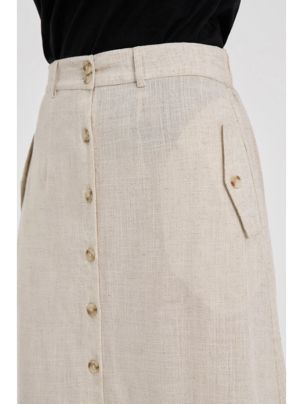 Moodo Ľanová midi sukňa béžová Moodo