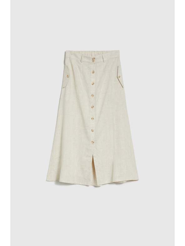 Moodo Ľanová midi sukňa béžová Moodo