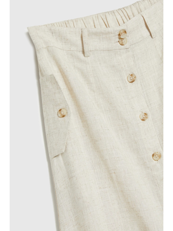 Moodo Ľanová midi sukňa béžová Moodo