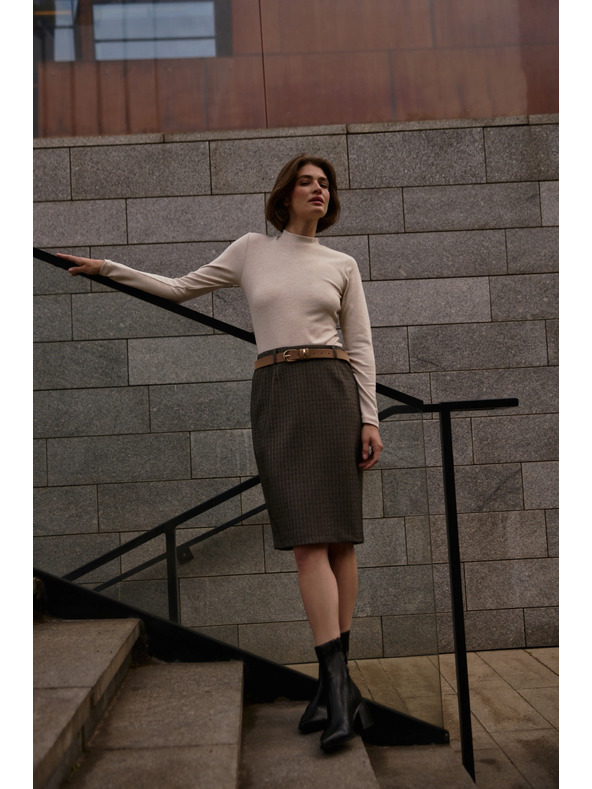 Moodo Ceruzková sukňa po kolená tmavo béžová Moodo