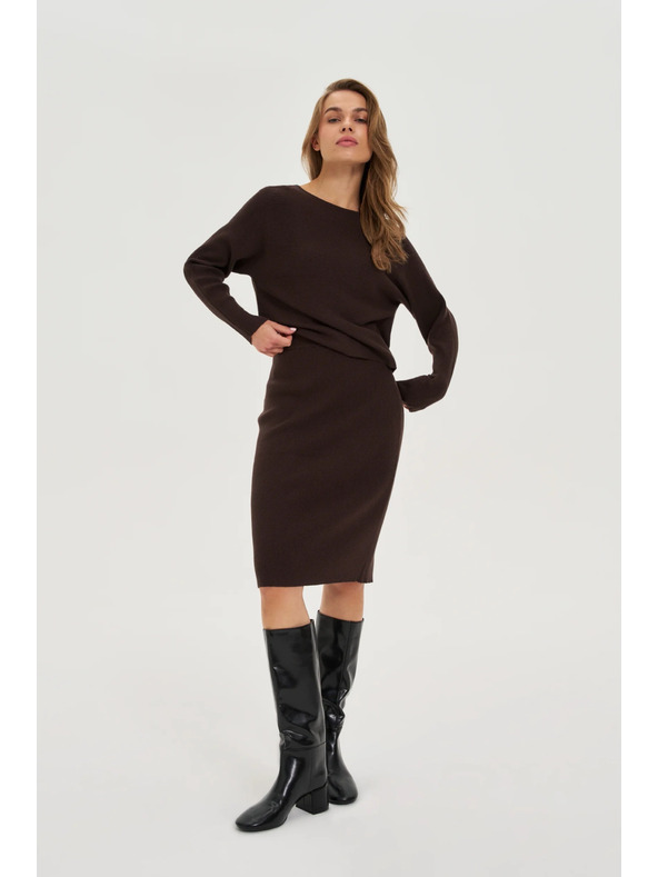 Moodo Pletená hnedá sukňa Moodo