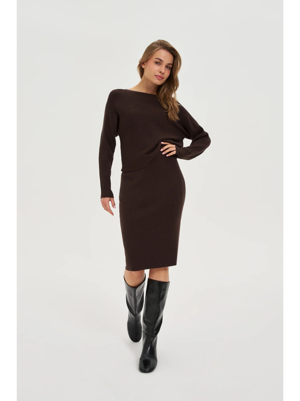 Moodo Pletená hnedá sukňa Moodo