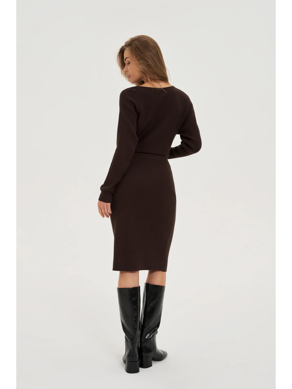 Moodo Pletená hnedá sukňa Moodo