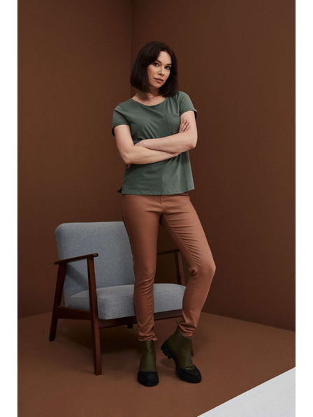 Moodo Voskované úzke nohavice hnedé Moodo