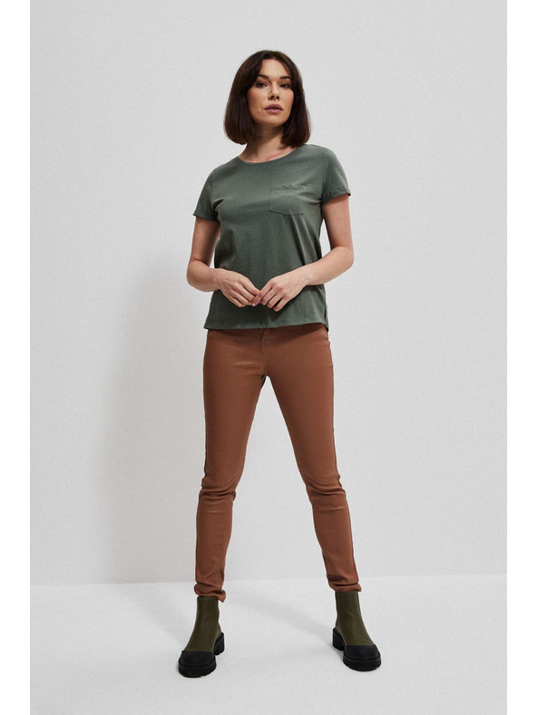 Moodo Voskované úzke nohavice hnedé Moodo