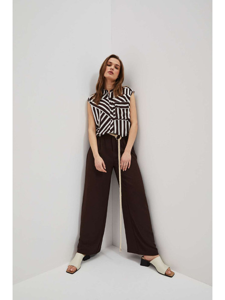 Moodo Tmavohnedé nohavice so širokými nohavicami Moodo