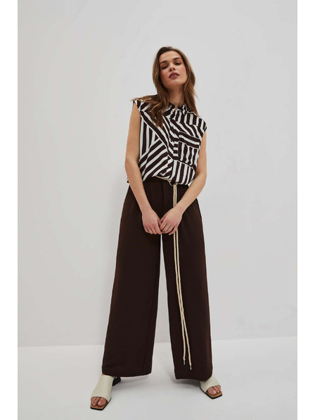 Moodo Tmavohnedé nohavice so širokými nohavicami Moodo