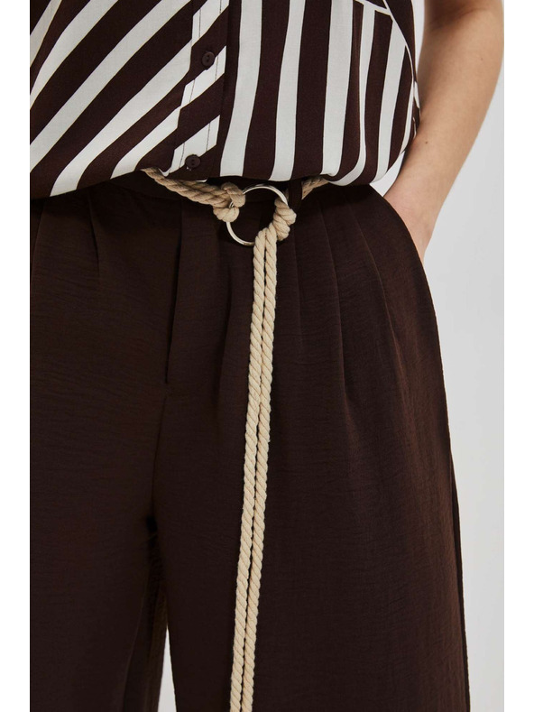 Moodo Tmavohnedé nohavice so širokými nohavicami Moodo