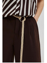 Moodo Tmavohnedé nohavice so širokými nohavicami Moodo