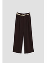 Moodo Tmavohnedé nohavice so širokými nohavicami Moodo