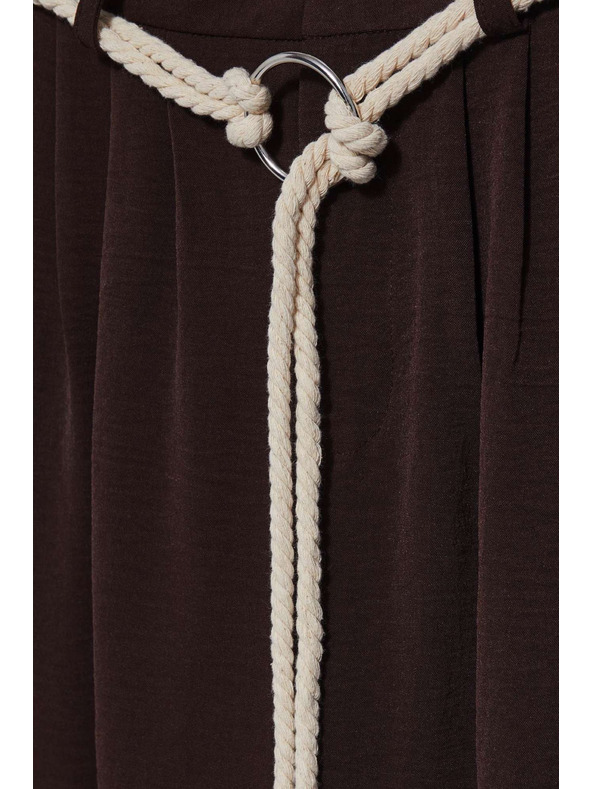 Moodo Tmavohnedé nohavice so širokými nohavicami Moodo