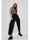 Moodo Čierne nohavice so širokými nohavicami z rebrovaného materiálu Moodo