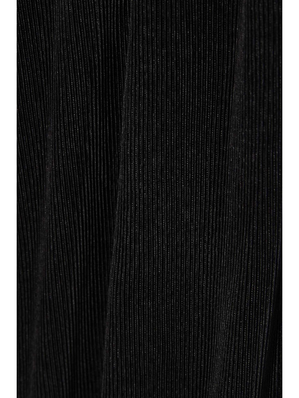 Moodo Čierne nohavice so širokými nohavicami z rebrovaného materiálu Moodo