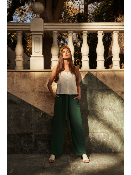 Moodo Malachitové nohavice so širokými nohavicami Moodo