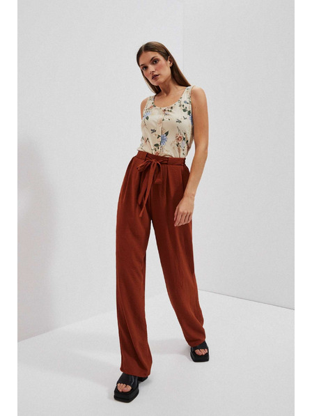 Moodo Hnedé nohavice so širokými nohavicami Moodo