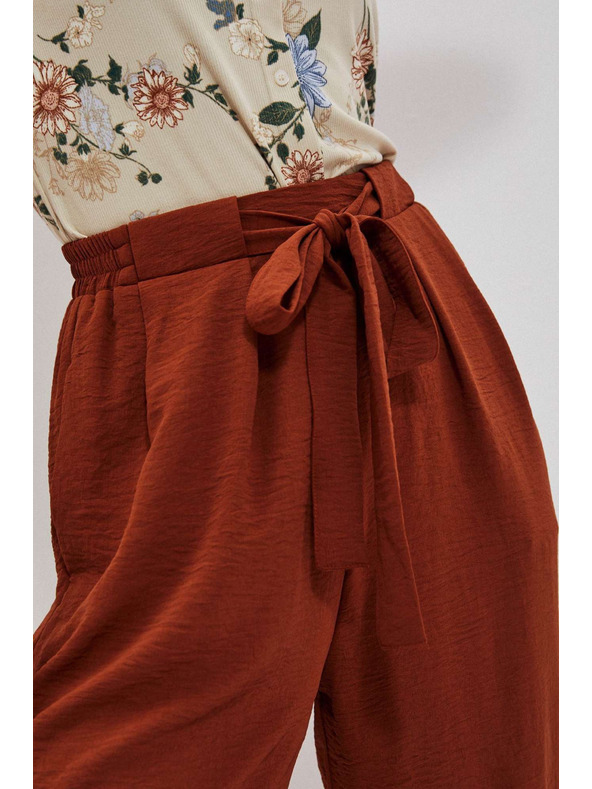 Moodo Hnedé nohavice so širokými nohavicami Moodo