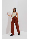 Moodo Hnedé nohavice so širokými nohavicami Moodo