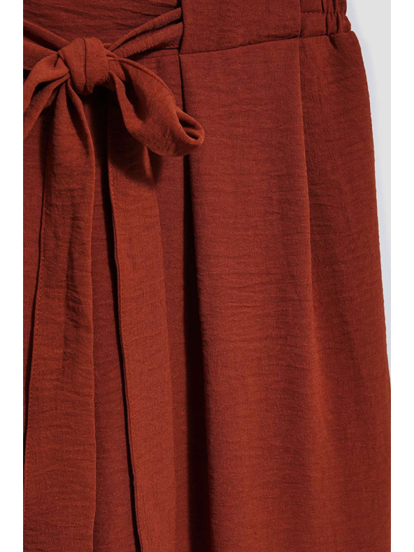 Moodo Hnedé nohavice so širokými nohavicami Moodo