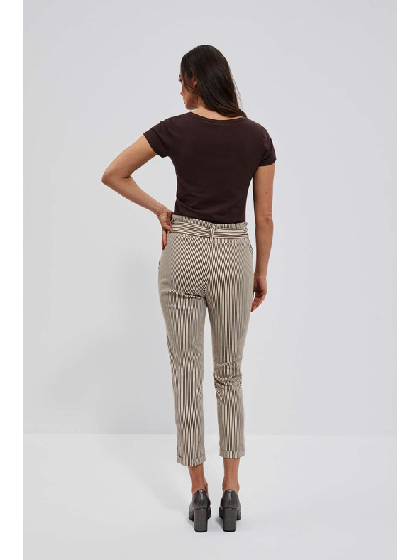 Moodo Pruhované nohavice s opaskom v páse Moodo