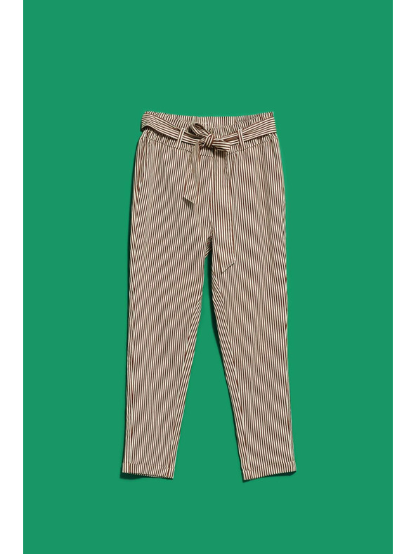Moodo Pruhované nohavice s opaskom v páse Moodo