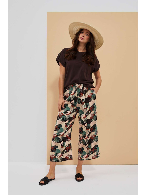 Moodo Vzorované nohavičky kullotes tmavo béžové Moodo