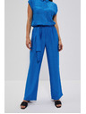 Moodo Azúrové nohavice so širokými nohavicami Moodo