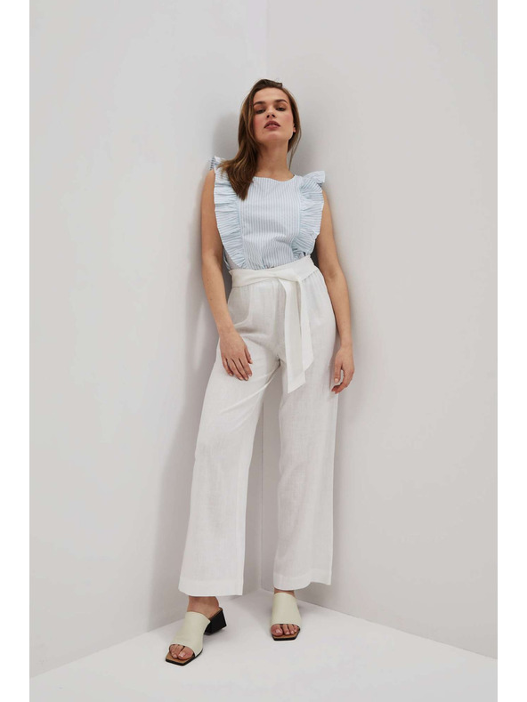 Moodo Ľanové nohavice so širokým strihom Moodo