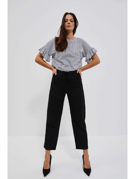 Moodo Ľanové nohavice s rovnými nohavicami čierne Moodo