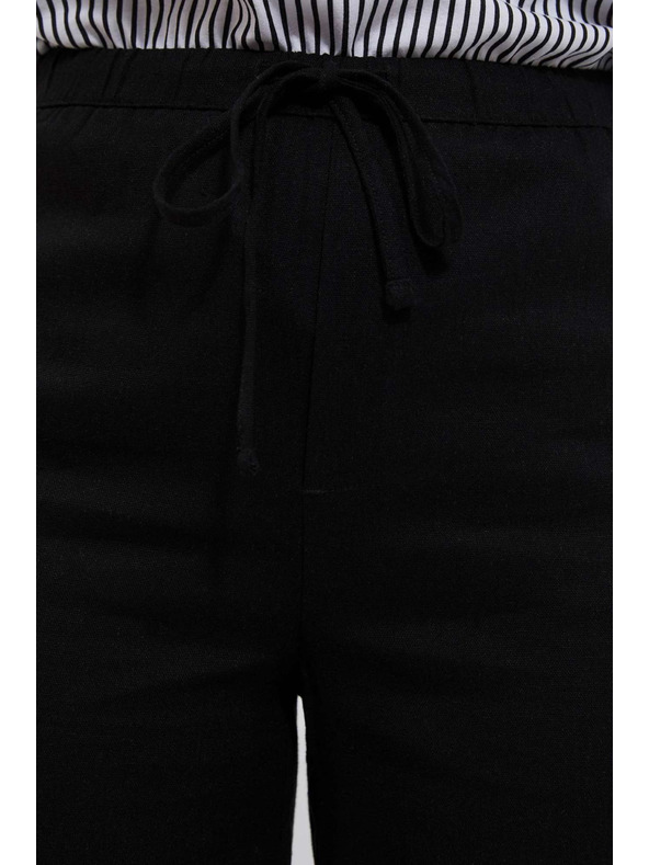 Moodo Ľanové nohavice s rovnými nohavicami čierne Moodo