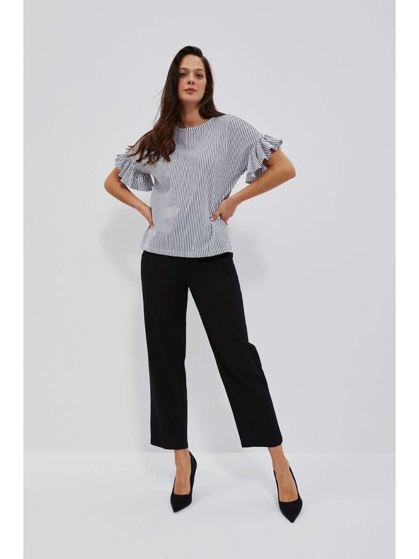 Moodo Ľanové nohavice s rovnými nohavicami čierne Moodo