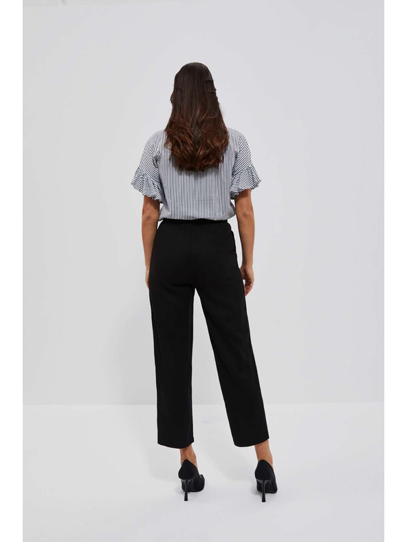 Moodo Ľanové nohavice s rovnými nohavicami čierne Moodo