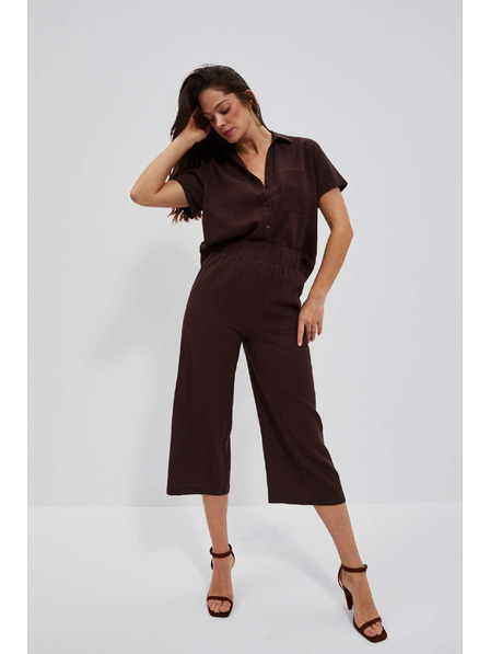 Moodo Tmavohnedé nohavicové sukne s gumou v páse Moodo