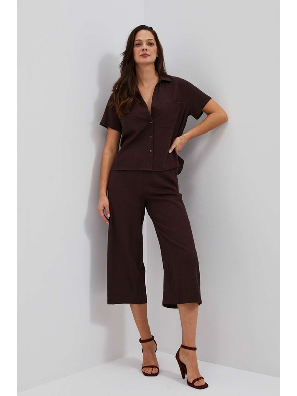 Moodo Tmavohnedé nohavicové sukne s gumou v páse Moodo