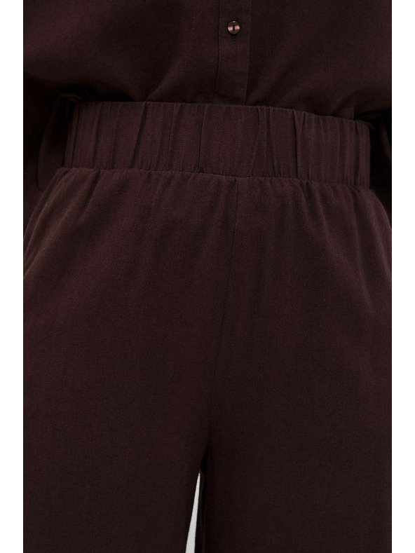 Moodo Tmavohnedé nohavicové sukne s gumou v páse Moodo