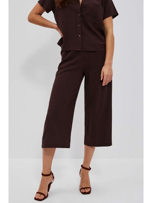 Moodo Tmavohnedé nohavicové sukne s gumou v páse Moodo