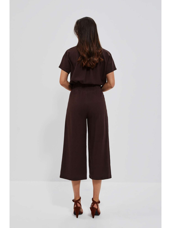 Moodo Tmavohnedé nohavicové sukne s gumou v páse Moodo