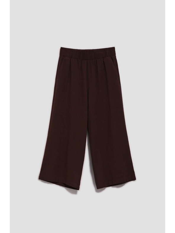 Moodo Tmavohnedé nohavicové sukne s gumou v páse Moodo