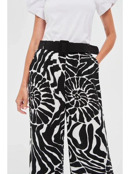 Moodo Viskózové nohavice s páskom čierne Moodo