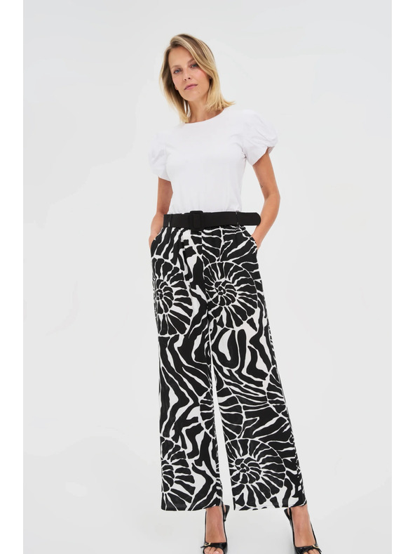 Moodo Viskózové nohavice s páskom čierne Moodo