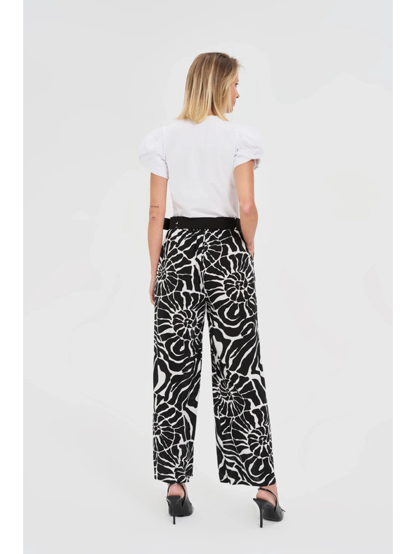 Moodo Viskózové nohavice s páskom čierne Moodo