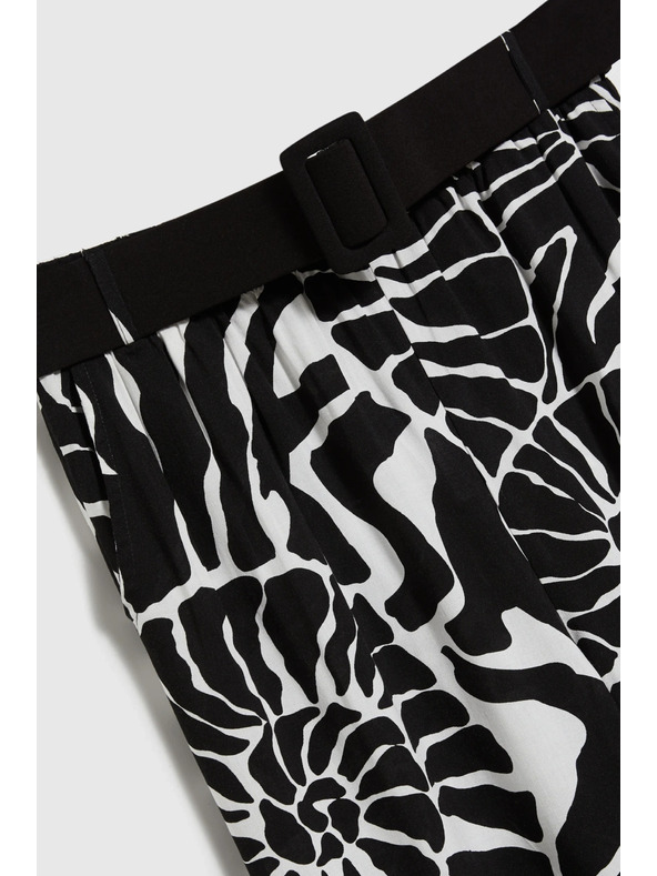 Moodo Viskózové nohavice s páskom čierne Moodo