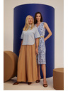 Moodo Viskózové nohavice so širokými nohavicami béžové Moodo