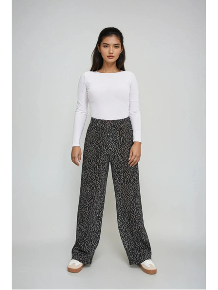 Moodo Čierne nohavice s leopardím vzorom Moodo