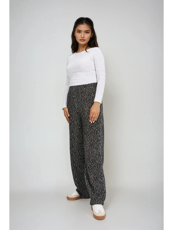Moodo Čierne nohavice s leopardím vzorom Moodo