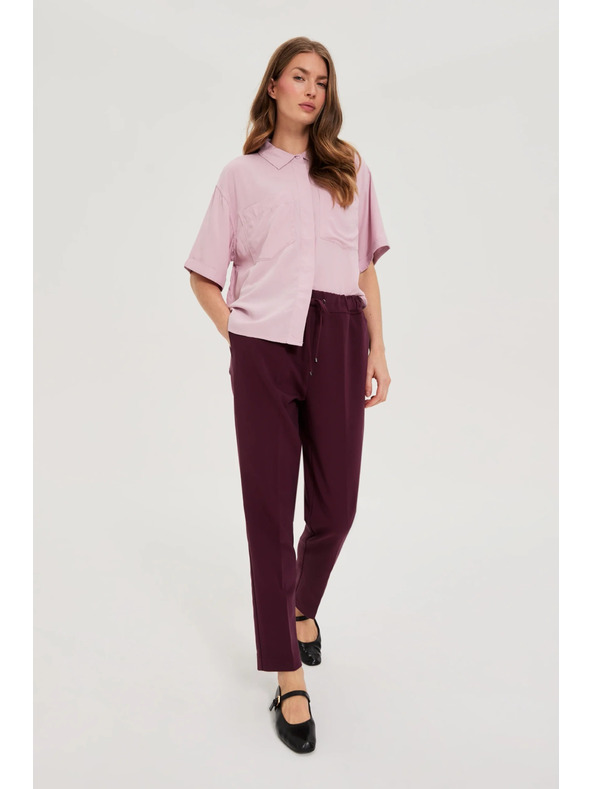 Moodo Vínové nohavice so štruktúrou a rovnými nohavicami Moodo