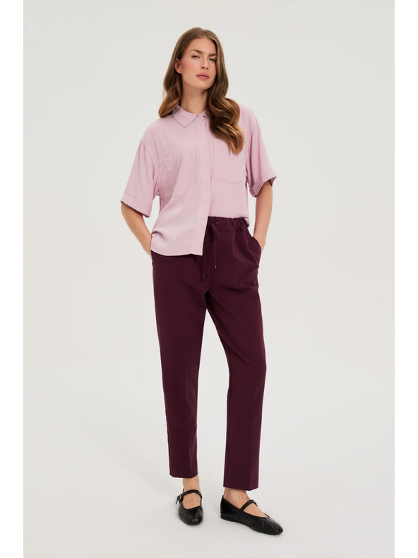 Moodo Vínové nohavice so štruktúrou a rovnými nohavicami Moodo